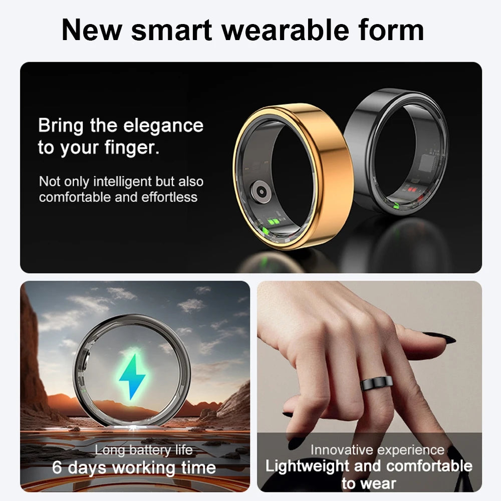 Anillo inteligente resistente al agua hasta 5atm, Monitor de ritmo cardíaco durante el sueño, deportes, seguimiento de actividad física, anillo inteligente militar para Android IOS, novedad de 2024