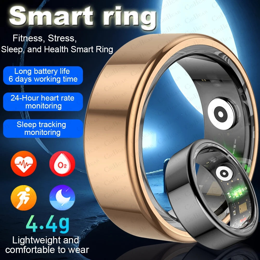 Anillo inteligente resistente al agua hasta 5atm, Monitor de ritmo cardíaco durante el sueño, deportes, seguimiento de actividad física, anillo inteligente militar para Android IOS, novedad de 2024