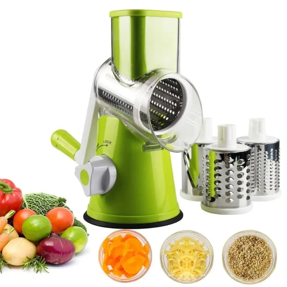 Multifunctional Manual Vegetable & Cheese Slicer with 3 Drums